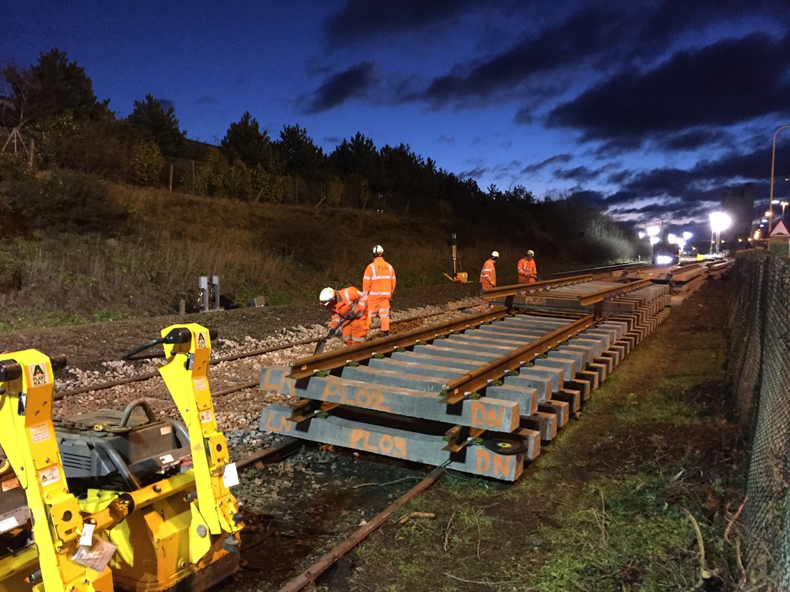 Transformation of Wherry lines continues with autumn works at Reedham junction: NYL New track panels ready for install