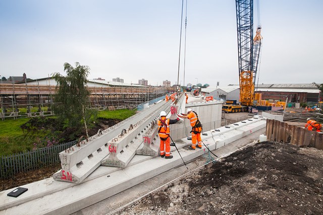 Work ongoing to construct the new Richmond Street bridge in Ashton-under-Lyne