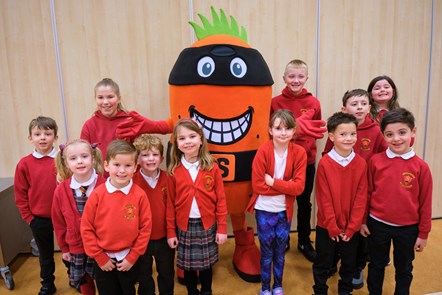 Super Tattie joins in the fun at Mauchline PS on Burns Day