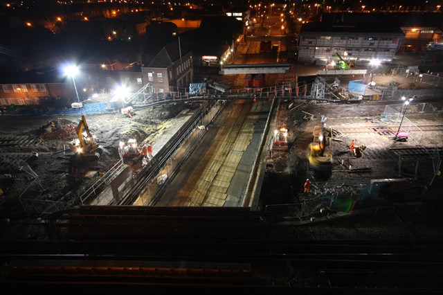 Caversham Road - second bridge span removed: The second bridge span is removed. Both spans can be seen being removed up Caversham Road on transporters.