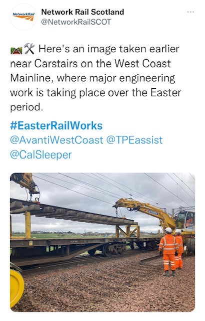 Easter rail works near Carstairs