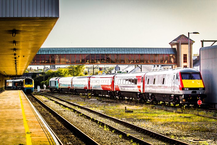 Cardiff-Holyhead intercity train at Holyhead: Photo: Robert Mann