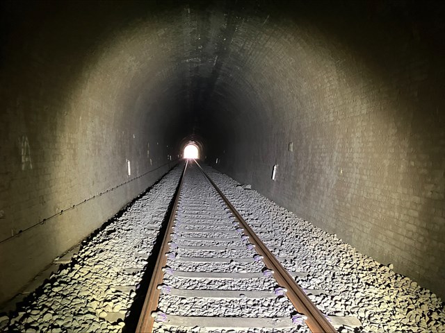 A view through Dinmore tunnel showing the new track: A view through Dinmore tunnel showing the new track
