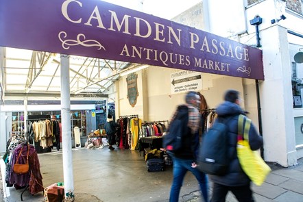 Vintage clothes on sale at the iconic Camden Passage, which is set to become a more environmentally-friendly place for all