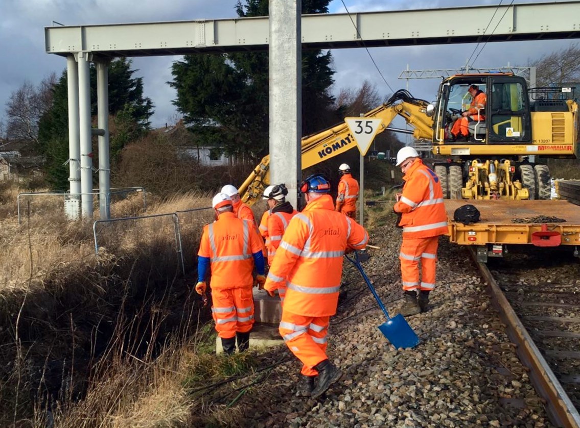 Preston to Blackpool railway reopens on Sundays after vital improvement work: Blackpool drainage renewal Sunday 13 January drainage headwall