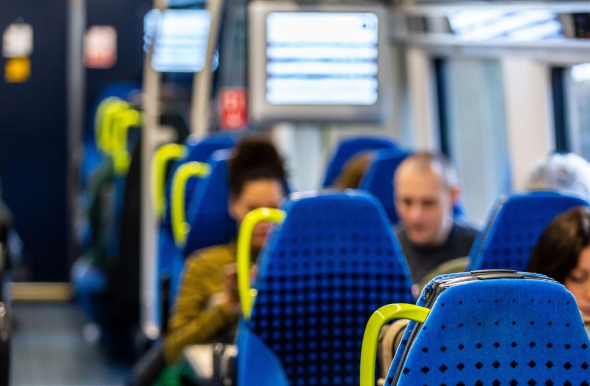 Image shows customers on-board a Northern train