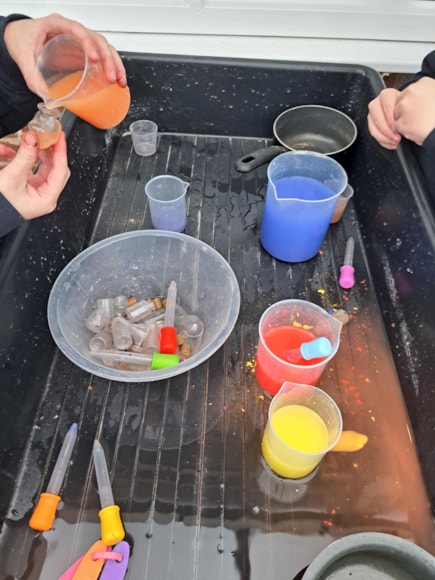 Painting at the Orchard, a new SEND unit which has just opened at Thornton Primary School