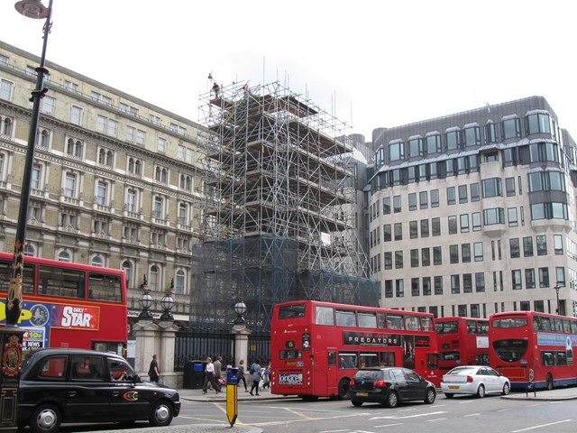 Eleanor Cross - Scaffolding Removal_1: The scaffolding which has encased the Eleanor Cross for two years is taken down