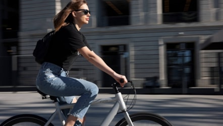 female on bike