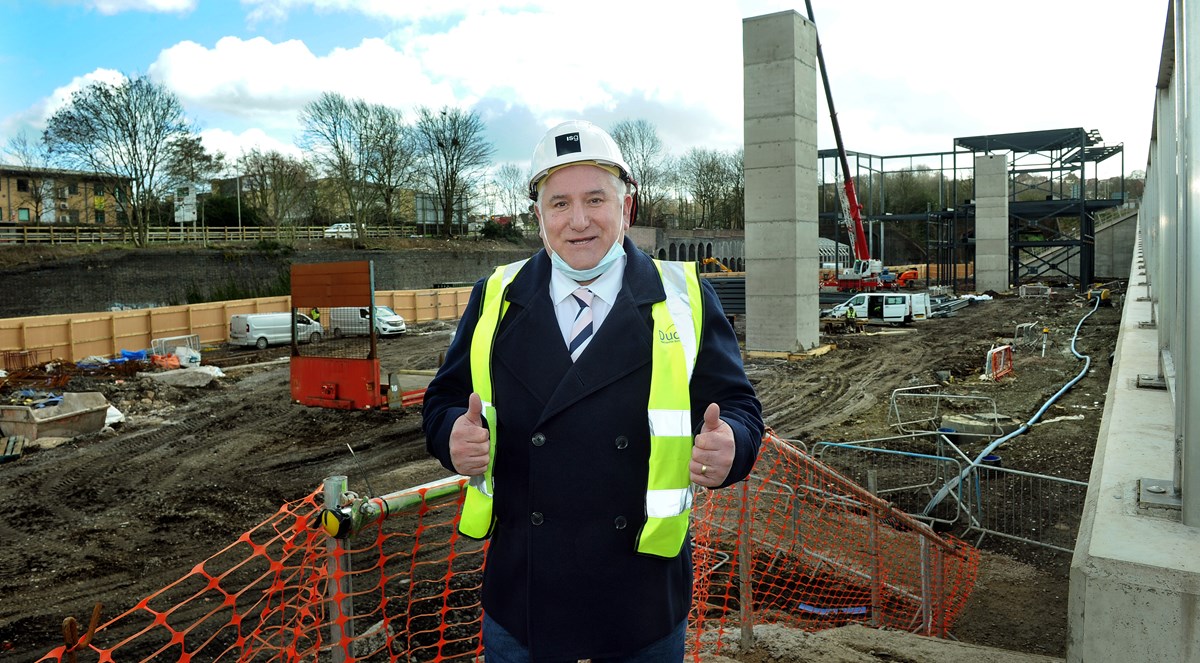 Councillor Patrick Harley, leader of Dudley Council, takes a look at the constrcution site of the National Innovation Centre in Dudley town centre