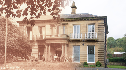 Elmfield Hall, Accrington, pictured 1916 and 2022