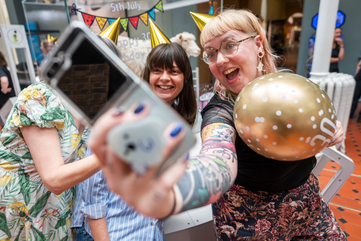 Staff at the National Museum of Scotland celebrate with Dolly the sheep ahead of her birthday on Sun 5 Jul. Image © Andy Catlin-2
