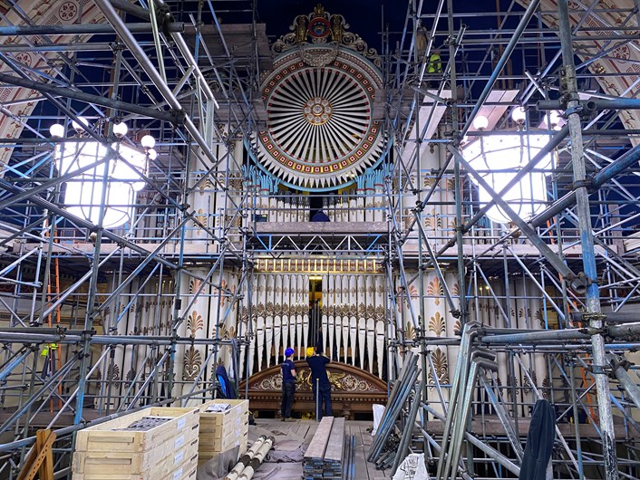 Leeds Town Hall organ: The Leeds Town Hall organ being taken apart as part of a landmark refurbishment project.