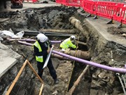 Possible remnants of the 16-17th century Leith Fortification wall: GUARD archaeologists record the remnants beneath modern services.