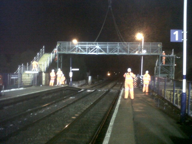 Temporary footbridge at Thorne South station: temporary structure to provide access between platforms