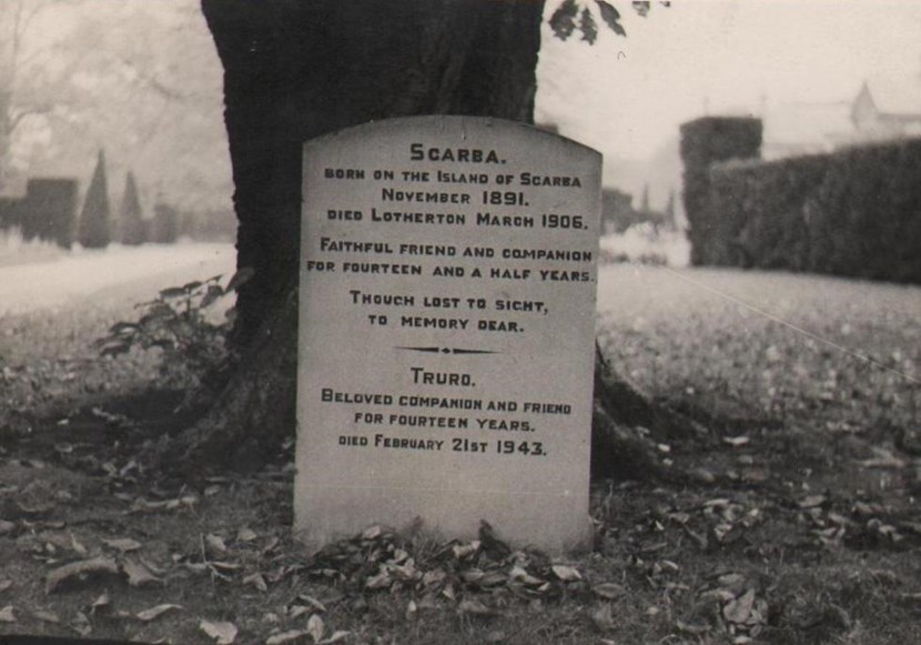 Historic pet cemetery one of top ten things to discover at Lotherton Hall this summer: p8.10closeupofscarbaandtruro039sgravestonepost1943.jpg