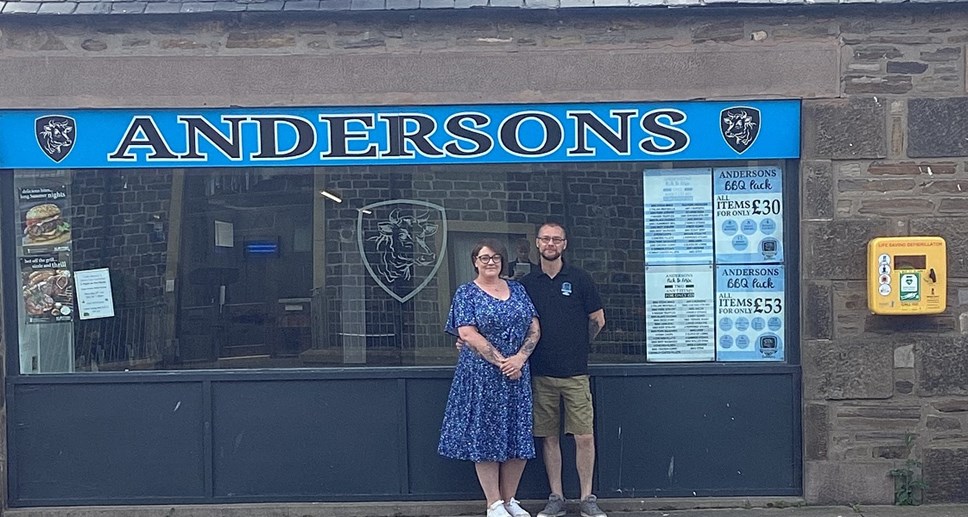 Andersons Butchers director Darren Anderson with the company's sales and marketing administrator Lisa Whitelaw. They are getting married next year.