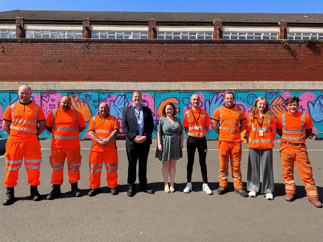 St Roch's Primary - Network Rail staff with headteacher-2