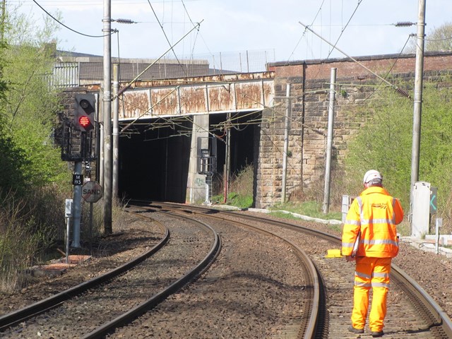 Inspecting new signalling as part of Motherwell North Signalling Renewal: Inspecting signalling commissioned over Easter weekend as part of Motherwell North Signalling Renewal