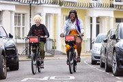 TfL Image - People cycling on electric Santander Cycles: TfL Image - People cycling on electric Santander Cycles