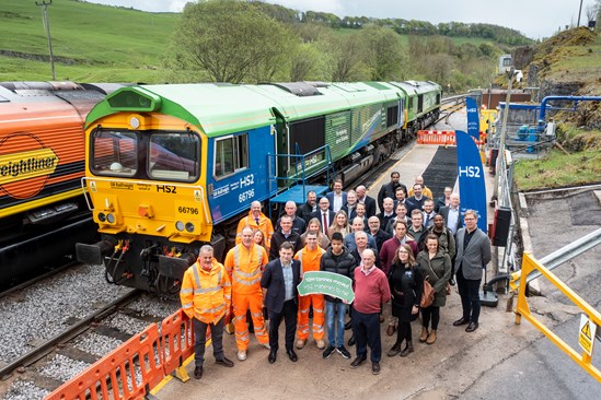 Celebrating HS2's 10 million tonnes of aggregate by rail milestone at Tarmac