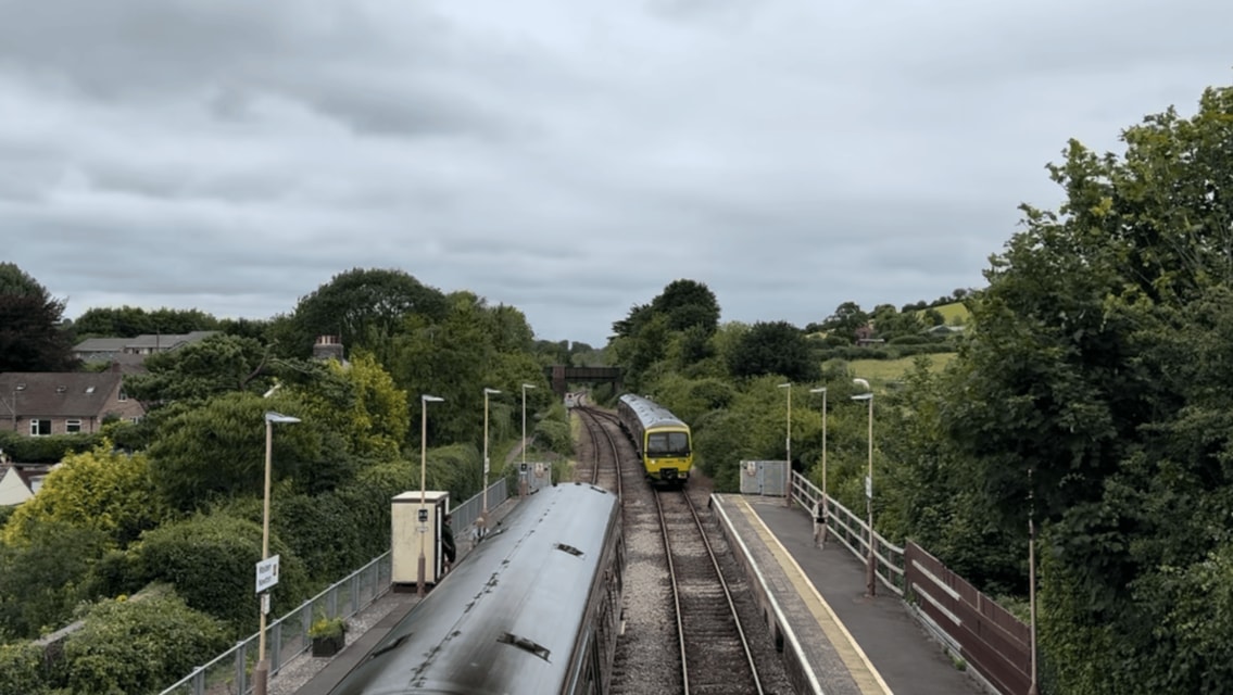 STARTING TOMORROW: Network Rail engineers to carry out embankment works as part of upgrading the railway in Dorset: GWR train arriving into Maiden Newton station