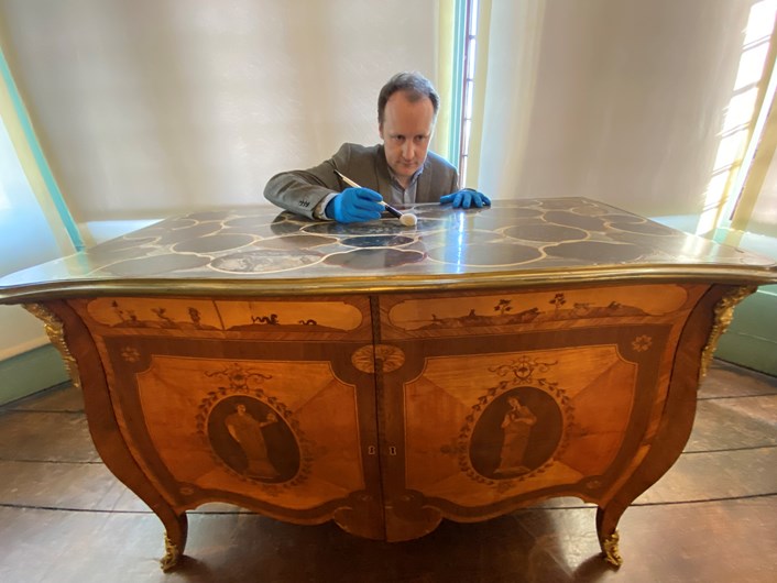 The Townley Commode: Temple Newsam curator Adam Toole with the Townley Commode, which has just gone on display.