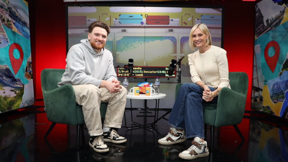 Matty Lee in the LNER Routes Studio with Jenni Falconer