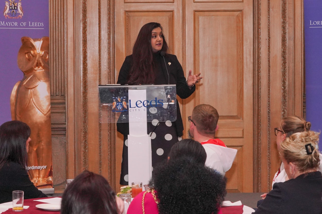 Reception 2: Councillor Salma Arif, Leeds City Council’s executive member for adult social care, active lifestyles and culture, speaking at the civic reception.