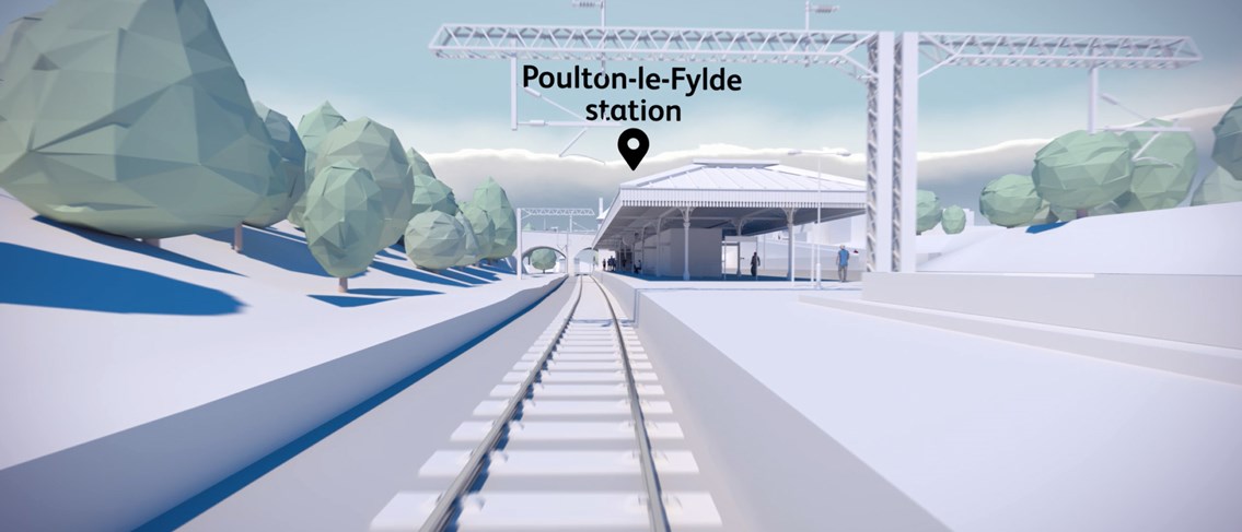 Next stage of work to upgrade the railway in Lancashire starts this weekend: Poulton station video still