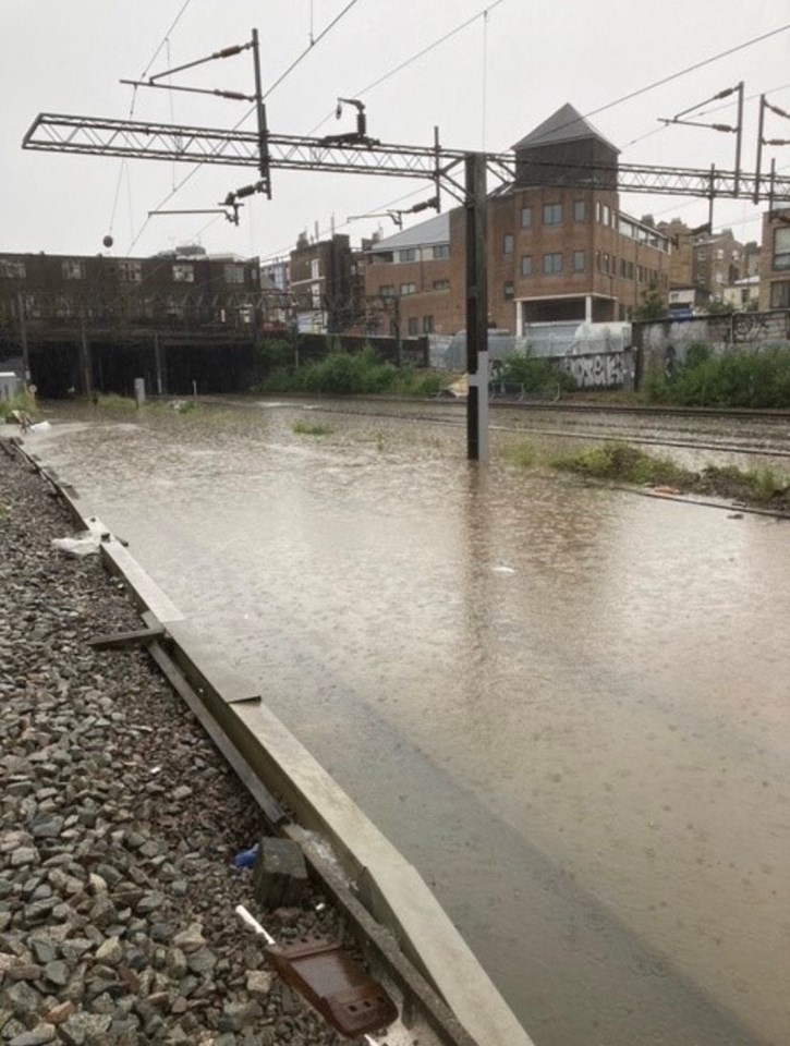 All tracks flooded on West Coast main line approach to Euston July 12 2021