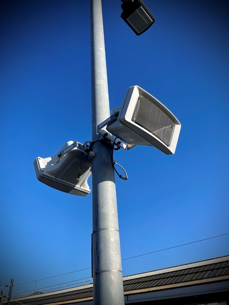 This image shows the new speakrs being installed across Northern stations