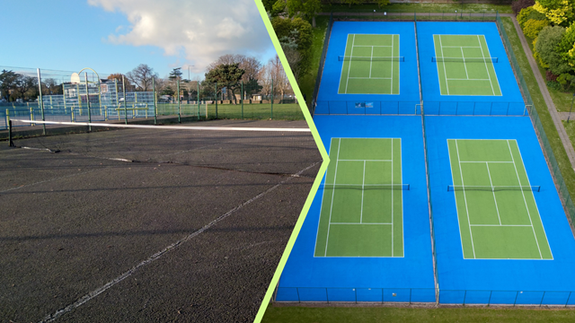 Belvedere Recreation Ground South tennis court next to recently refurbished court in Dover (credit - Dover District Council)