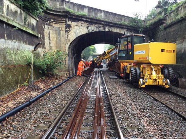 Track lowering work through Sydney Gardens 1