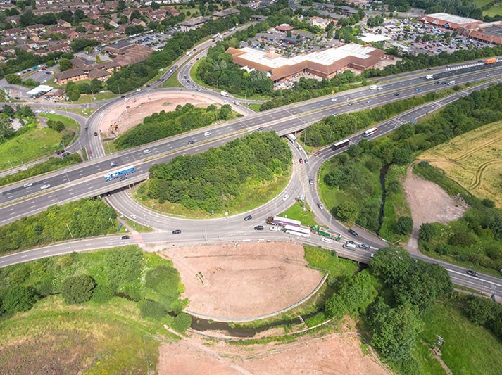 Siemens Mobility Limited to supply signals for M5 junction improvement programme: M5 J25 01 07-19 Dronephoto-resized