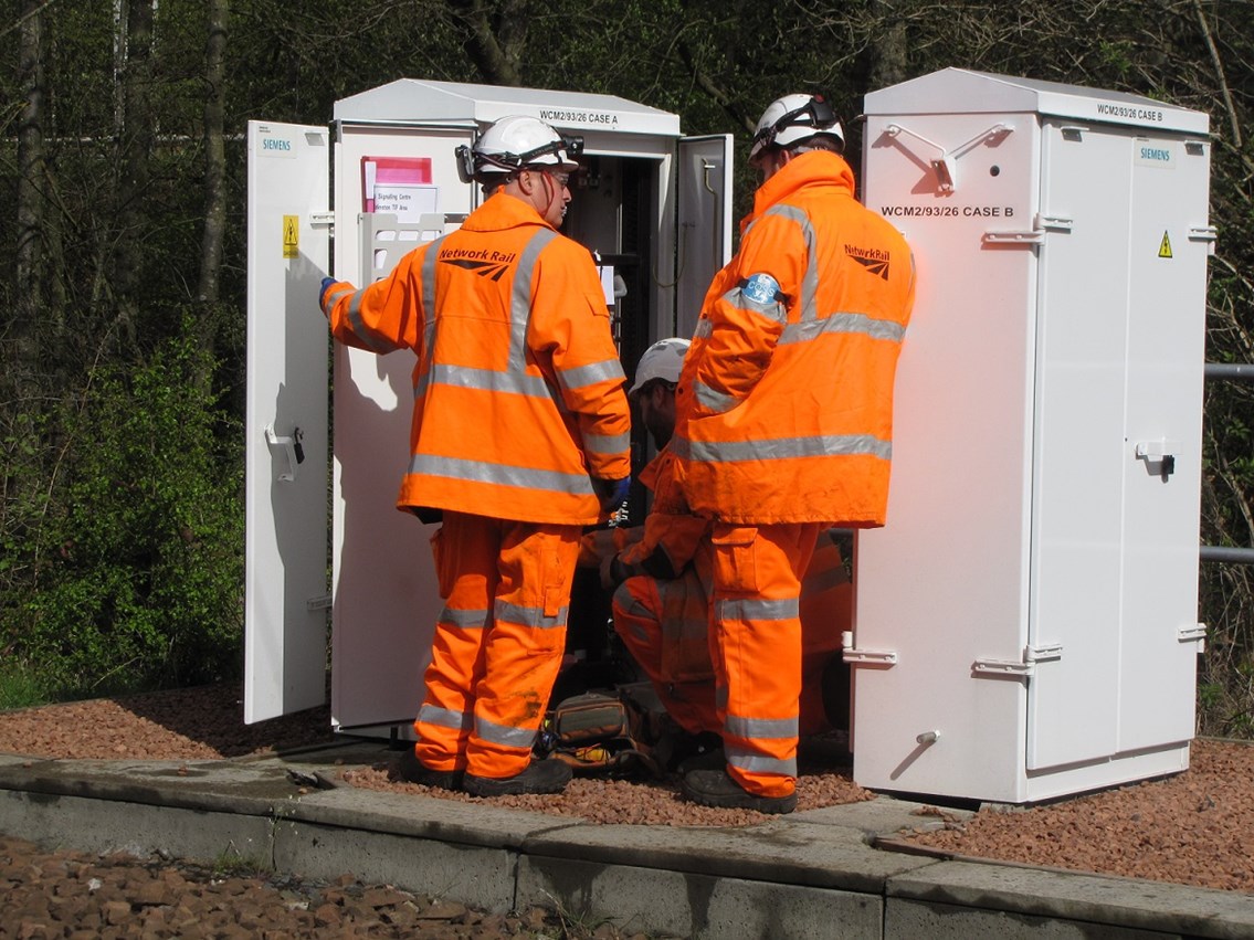 Commissioning work for Aberdeen-Stonehaven railway upgrade: Commissioning Signalling cabinet as part of Motherwell North Signalling Renewal