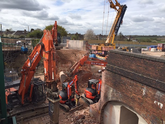 £14.5m bank holiday railway improvement work in the south west and Thames Valley will deliver bigger, better, more reliable railway for passengers: Reconstruction of Broad Town Road bridge in Royal Wootton Bassett