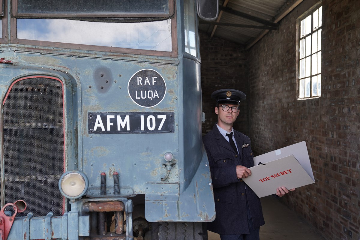 Historical re-enactor Terence Finnegan makes final preparations for a new escape room experience the National Museum of Flight. Image © Stewart Attwood (1)