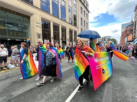 Colleagues marching in the parade