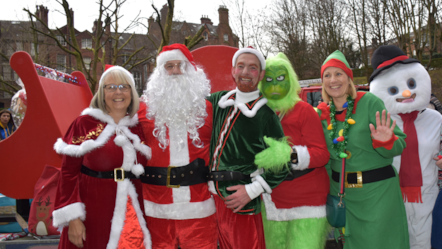 An image of Northern staff handing out presents at Leeds Children's Hospital