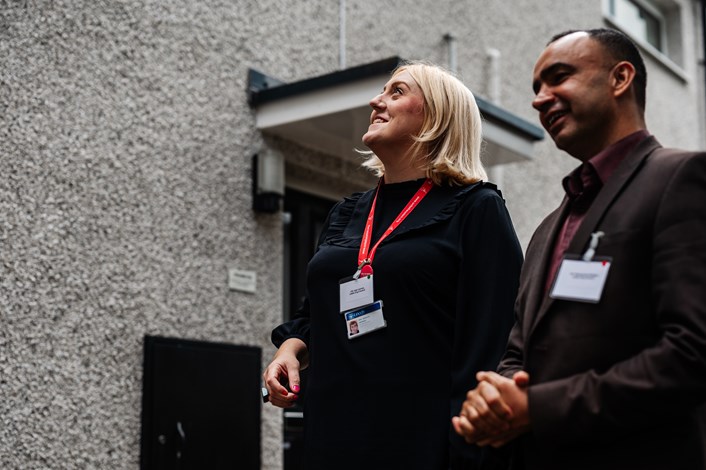 Holtdale 1: Councillor Jess Lennox and Councillor Mohammed Rafique visit the Holtdale estate in Holt Park, Leeds.