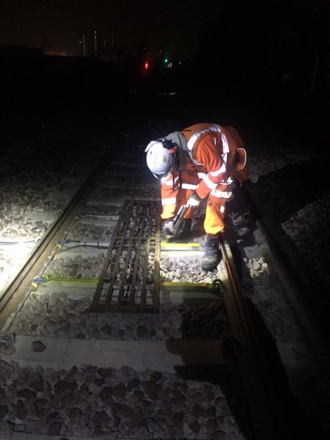 Lewes working on site: Network Rail apprentice Lewes Burton-Bell working on site for the Thameslink Programme