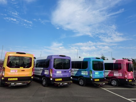 Four of the newly arrived batch of LCC SEND minibuses
