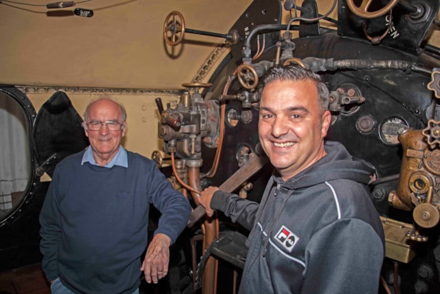 Tony and his dad Mick. This was taken by Matt Bentley at the mid Hants Railway for an interview Matt did with my dad about Feltham Marshalling Yard.