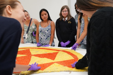 Pupils from Kamehameha school in Hawai'i and Glasgow's Gaelic High School meet at the National Museum of Scotland (Credit Stewart Attwood)