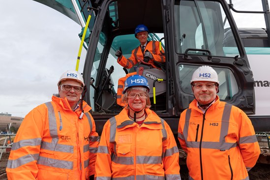HS2 start of construction at Curzon Street Station: L-R Martyn Woodhouse (MDJV Project Director), Liz Clements (Transport Member, Birmingham City Council). Andy Street (West Midlands Mayor), Dave Lock (HS2 Project Client)2