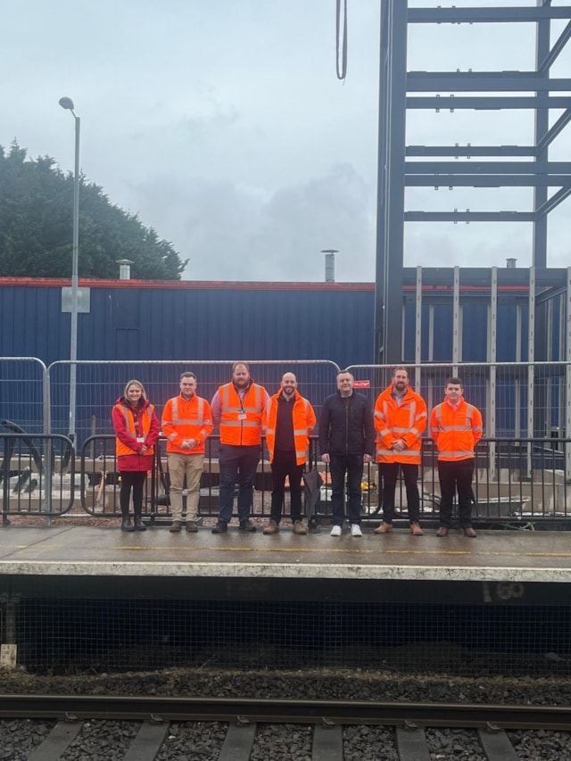 Torfaen MP Nick Thomas-Symonds and Network Rail staff at Cwmbran station-3