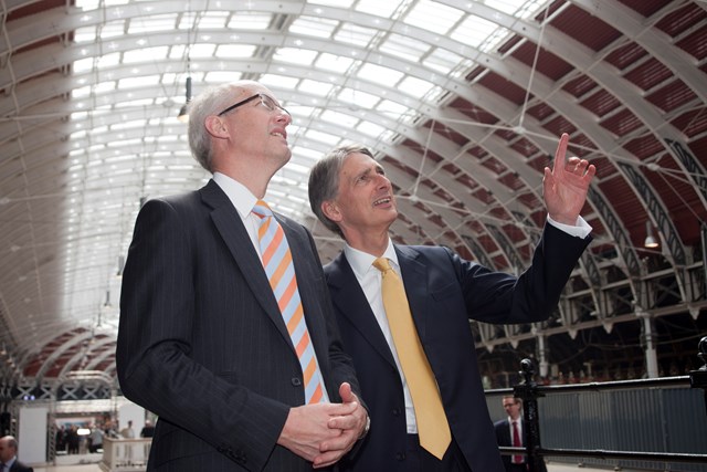 David Higgins and Philip Hammond at Paddington's fourth span: David Higgins, chief executive, Network Rail and Rt Hon Philip Hammon MP, secretary of state for transport