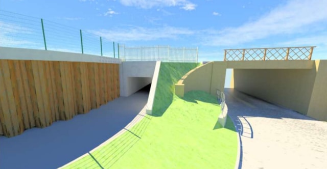 Impression of the completed new subway in Wymondham, next to the existing railway bridge (view from the south side): Impression of the completed new subway in Wymondham, next to the existing railway bridge (view from the south side)
