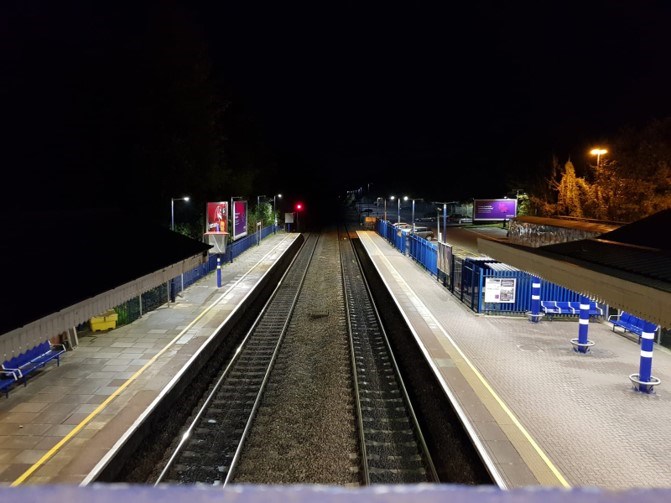 Sudbury station with the new LED lights installed